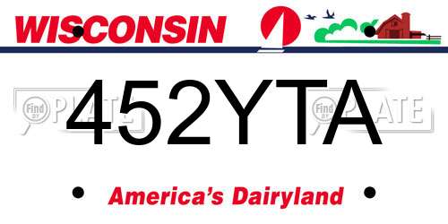 452YTA Wisconsin License Plate