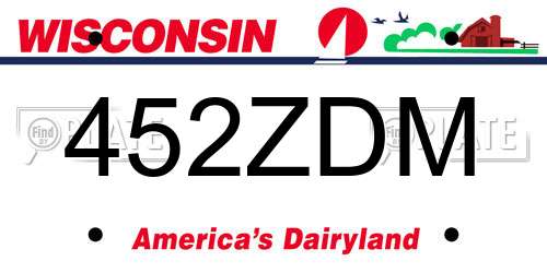452ZDM Wisconsin License Plate