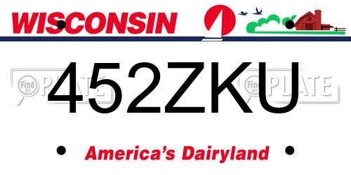 452ZKU Wisconsin License Plate