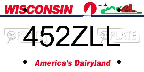 452ZLL Wisconsin License Plate