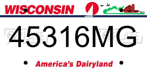 45316MG Wisconsin License Plate
