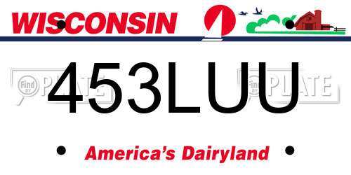 453LUU Wisconsin License Plate
