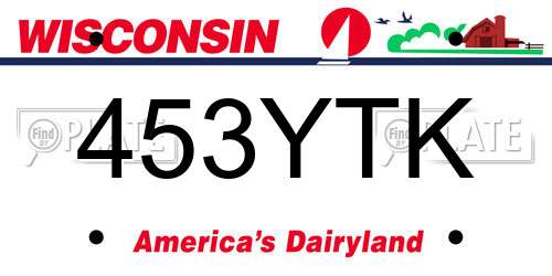 453YTK Wisconsin License Plate