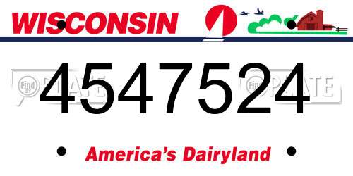 4547524 Wisconsin License Plate