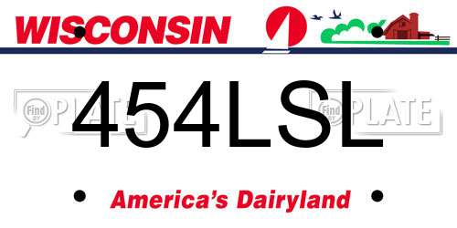 454LSL Wisconsin License Plate