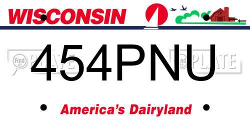 454PNU Wisconsin License Plate