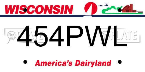 454PWL Wisconsin License Plate