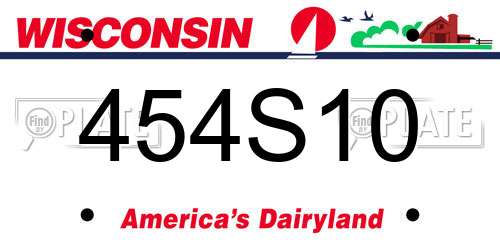 454S10 Wisconsin License Plate