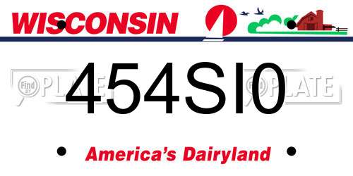 454SI0 Wisconsin License Plate