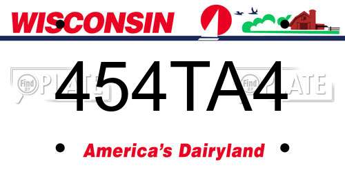 454TA4 Wisconsin License Plate