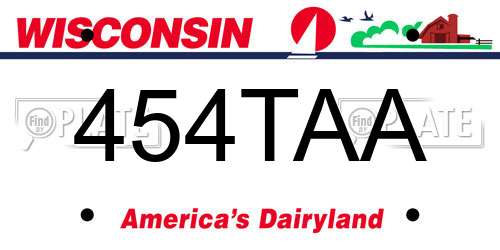 454TAA Wisconsin License Plate