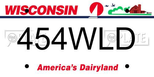 454WLD Wisconsin License Plate
