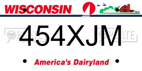454XJM Wisconsin License Plate