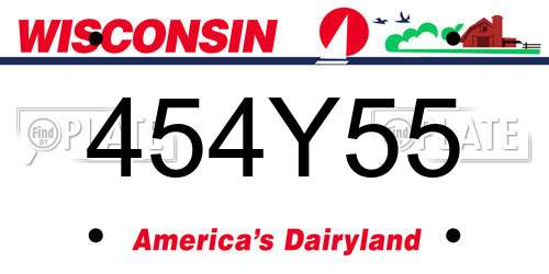 454Y55 Wisconsin License Plate