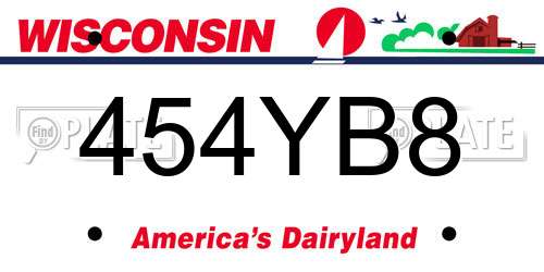 454YB8 Wisconsin License Plate