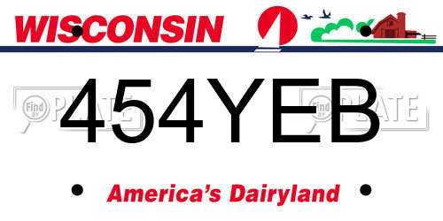 454YEB Wisconsin License Plate