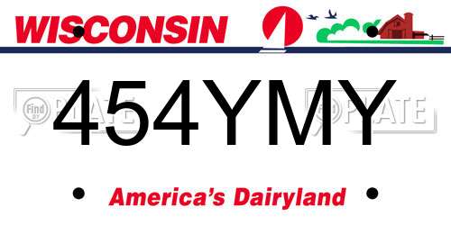 454YMY Wisconsin License Plate