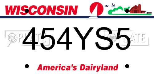 454YS5 Wisconsin License Plate