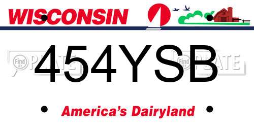 454YSB Wisconsin License Plate