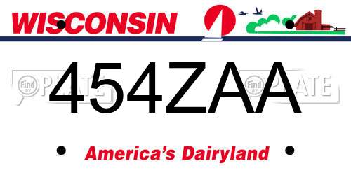 454ZAA Wisconsin License Plate