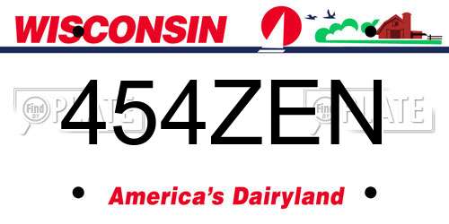 454ZEN Wisconsin License Plate