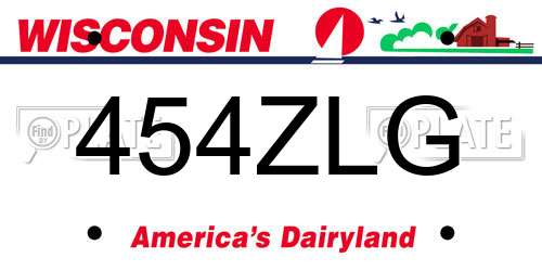454ZLG Wisconsin License Plate