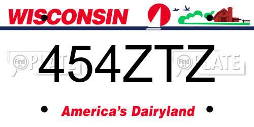 454ZTZ Wisconsin License Plate
