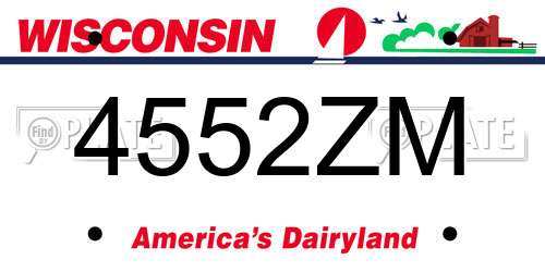 4552ZM Wisconsin License Plate