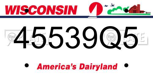 45539Q5 Wisconsin License Plate