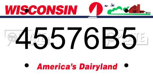 45576B5 Wisconsin License Plate