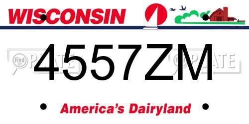 4557ZM Wisconsin License Plate