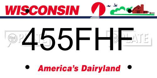 455FHF Wisconsin License Plate