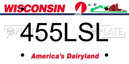 455LSL Wisconsin License Plate