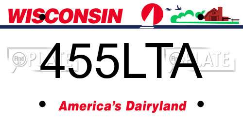 455LTA Wisconsin License Plate