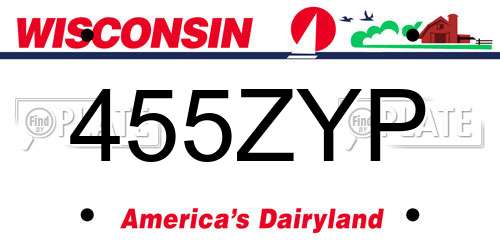 455ZYP Wisconsin License Plate