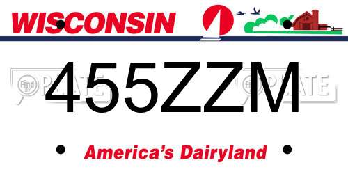 455ZZM Wisconsin License Plate
