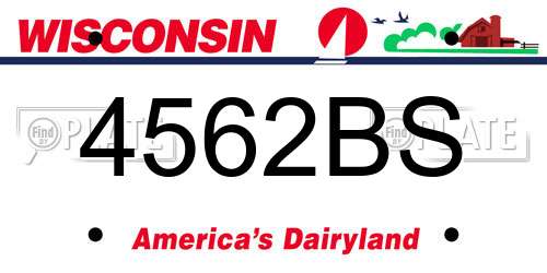 4562BS Wisconsin License Plate