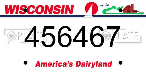 456467 Wisconsin License Plate