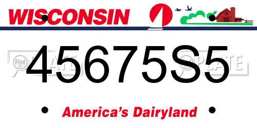 45675S5 Wisconsin License Plate
