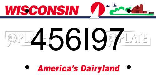 456I97 Wisconsin License Plate