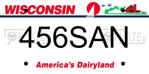 456SAN Wisconsin License Plate
