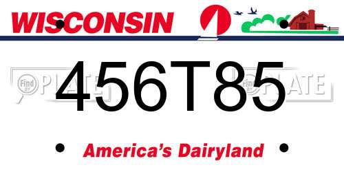 456T85 Wisconsin License Plate