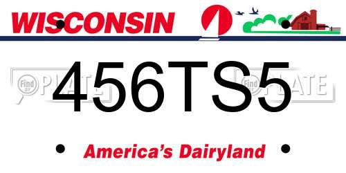 456TS5 Wisconsin License Plate