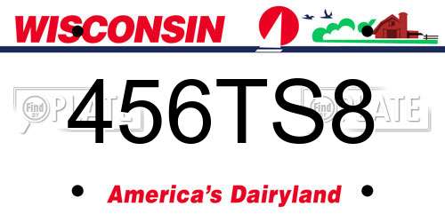 456TS8 Wisconsin License Plate