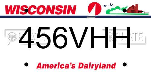 456VHH Wisconsin License Plate