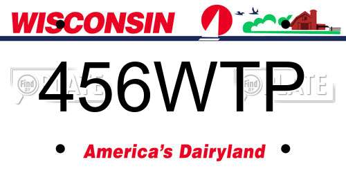 456WTP Wisconsin License Plate