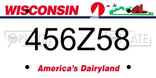 456Z58 Wisconsin License Plate