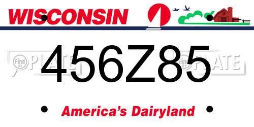 456Z85 Wisconsin License Plate