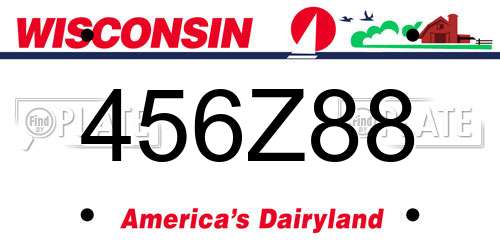 456Z88 Wisconsin License Plate