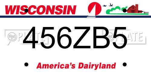 456ZB5 Wisconsin License Plate